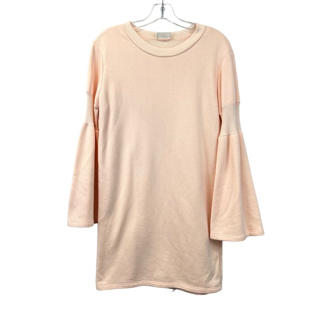 Everly Women’s Long Bell Sleeve Sweatshirt Dress Short Blush Small